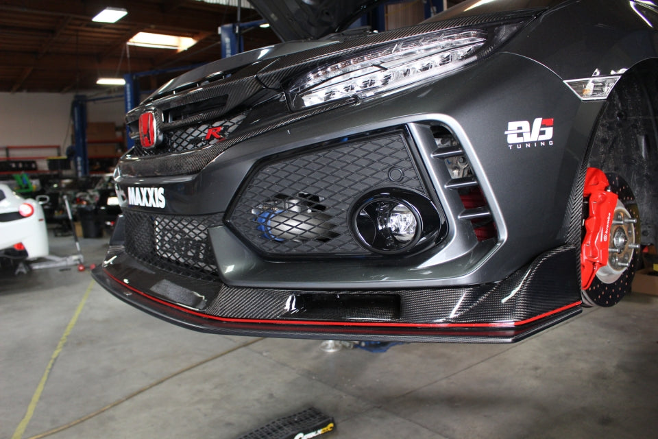 EVS Tuning - Carbon Front Lip Splitter, V2 (Honda Civic Type R FK8 17-21)