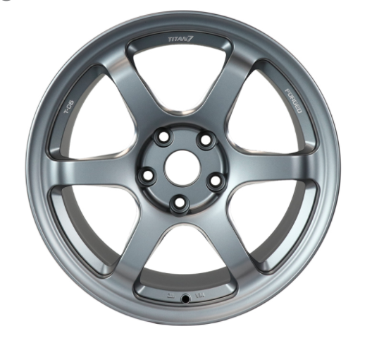 Titan 7 - T-D6 Wheel, 17x9.5 +51, 5x114.3, Satin Titanium (Honda S2000) *Center Caps Included W/ Purchase*