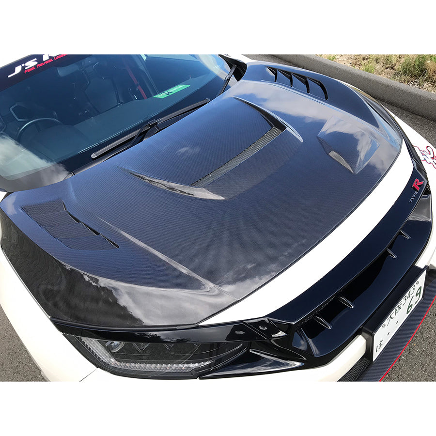 J's Racing - Aero Bonnet, Type V, CFRP/FRP (Honda Civic Type R FK8)
